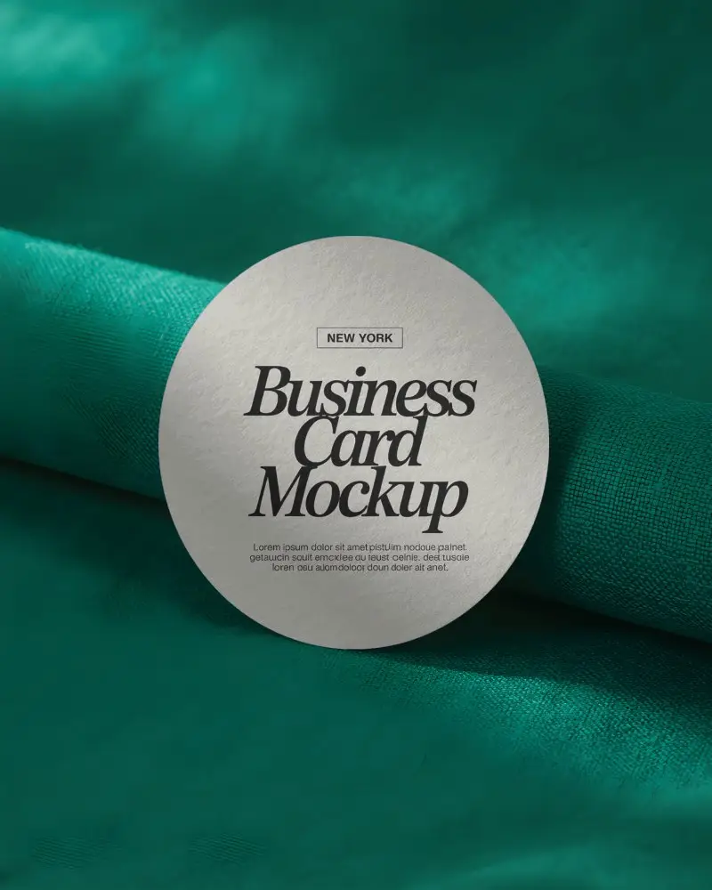 Round Business Card Mockup With Texture For Branding And Marketing Design