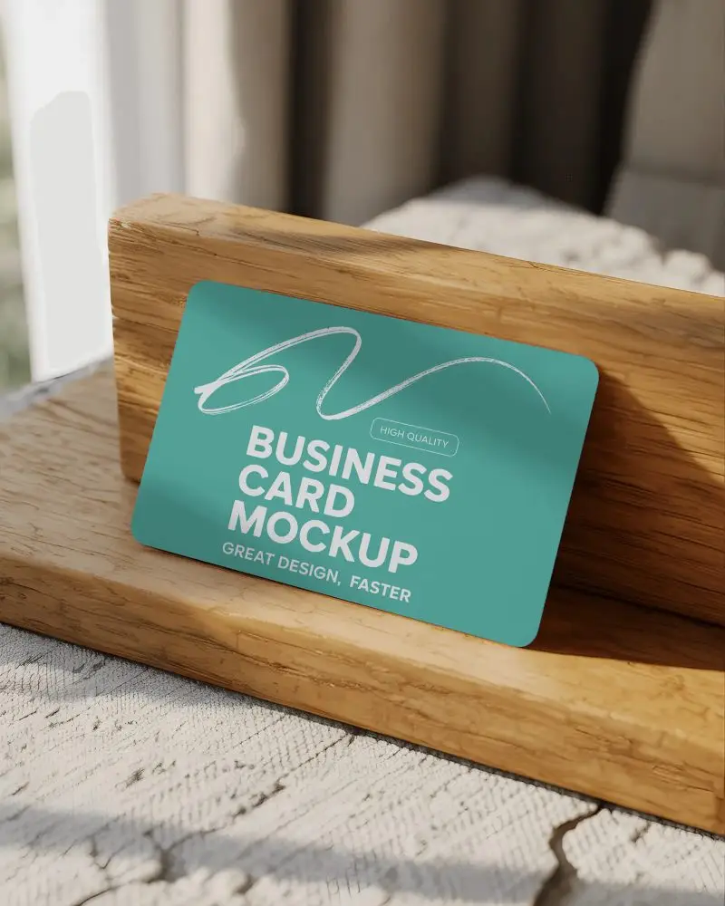rounded-business-card-mockup-resting-on-textured-wood-stand-for-marketing-materials