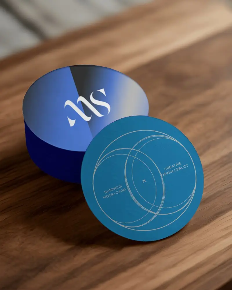 Circle Business Card Mockup Set For Professional Contact Information Display