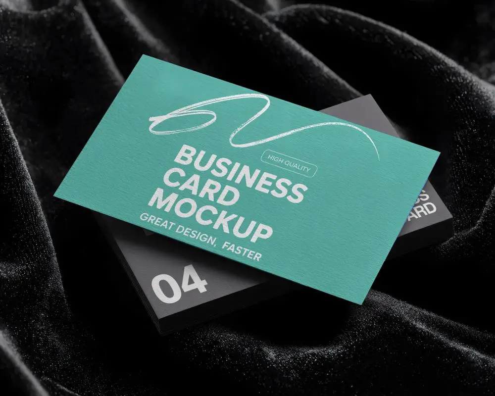 Premium Business Card Mockup On Soft Fabric Background For Branding Showcase