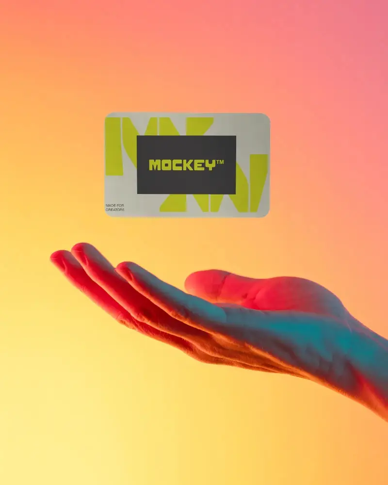 Elegant Floating Business Card Mockup With Modern Minimalistic Fingers Posing Background