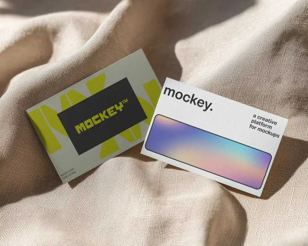 Elegant Minimalist Look Business Card Set Mockup With Natural Fabric