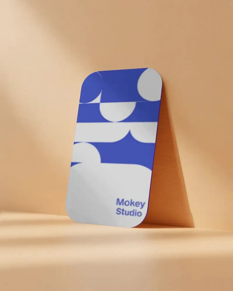 Modern Rounded Edge Business Card Mockup On Minimalist Surface With Soft Shadows