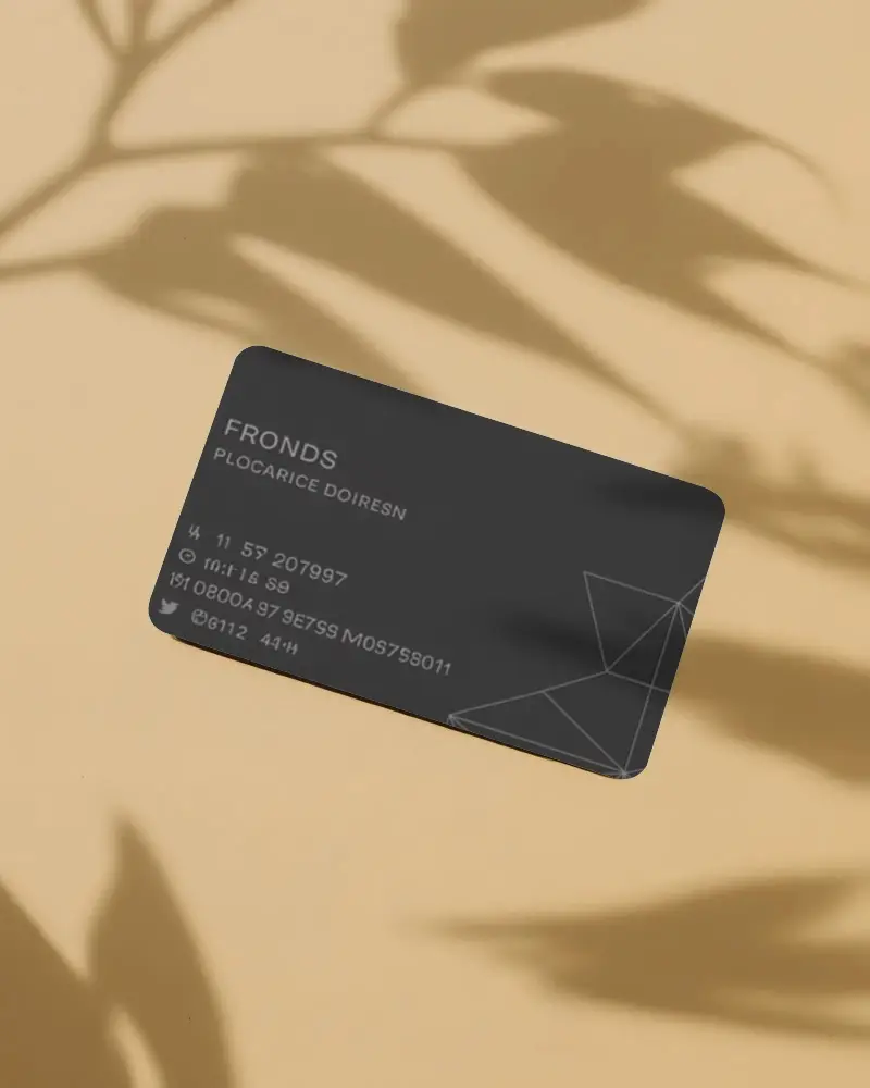 Contemporary Matte Business Card Blank Template With Rounded Edges And Natural Leaf Shadows