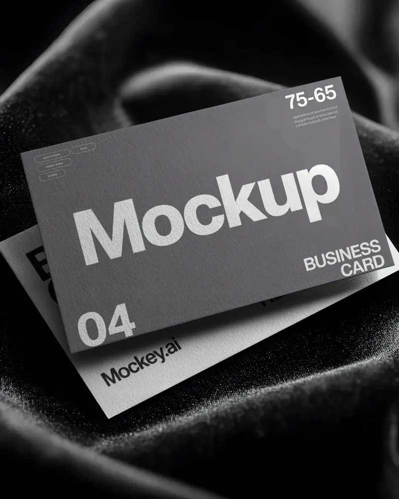 High Quality Horizontal Business Card Mockup With Sleek Surface And Soft Shadow On Fabric Texture