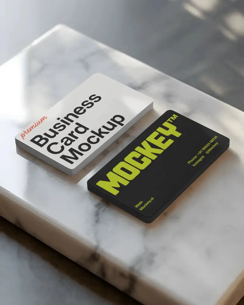 Business Card Mockup On Luxury Marble Background For Design Showcase