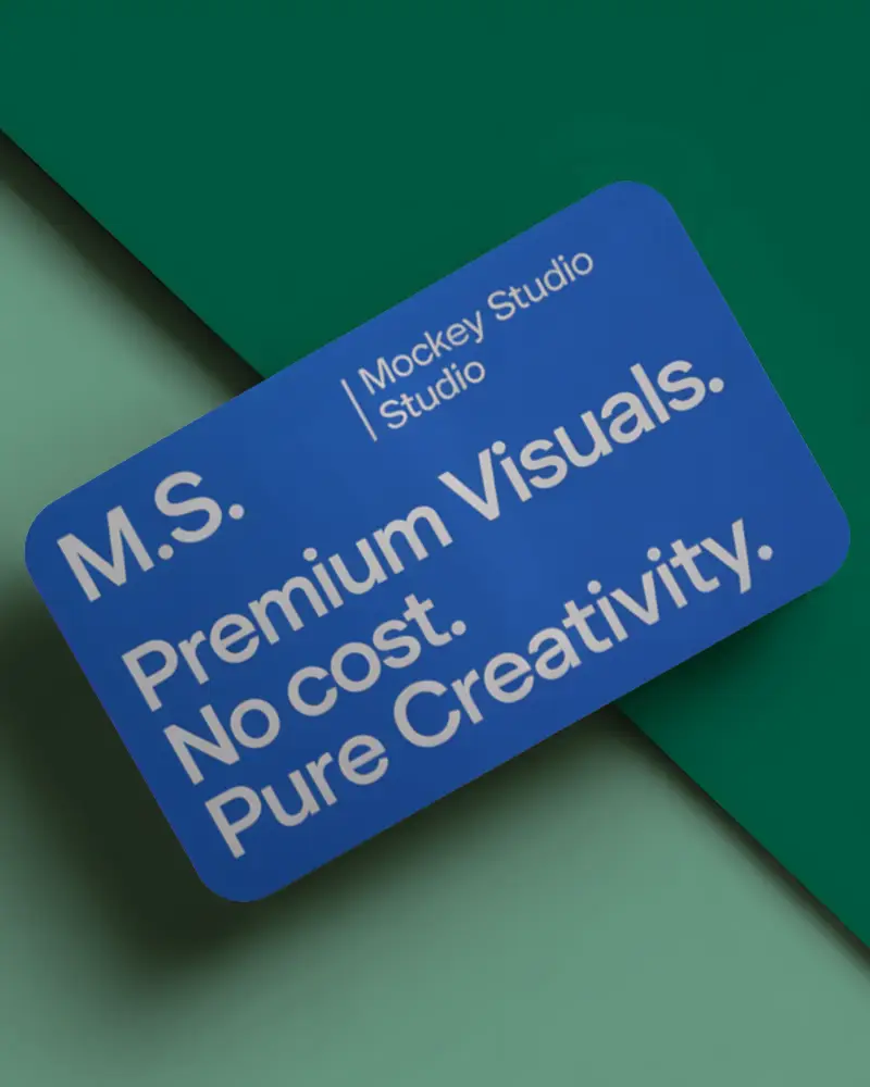 Dual Tone Rounded Business Card Mockup Overlapping Green Background With Modern Light