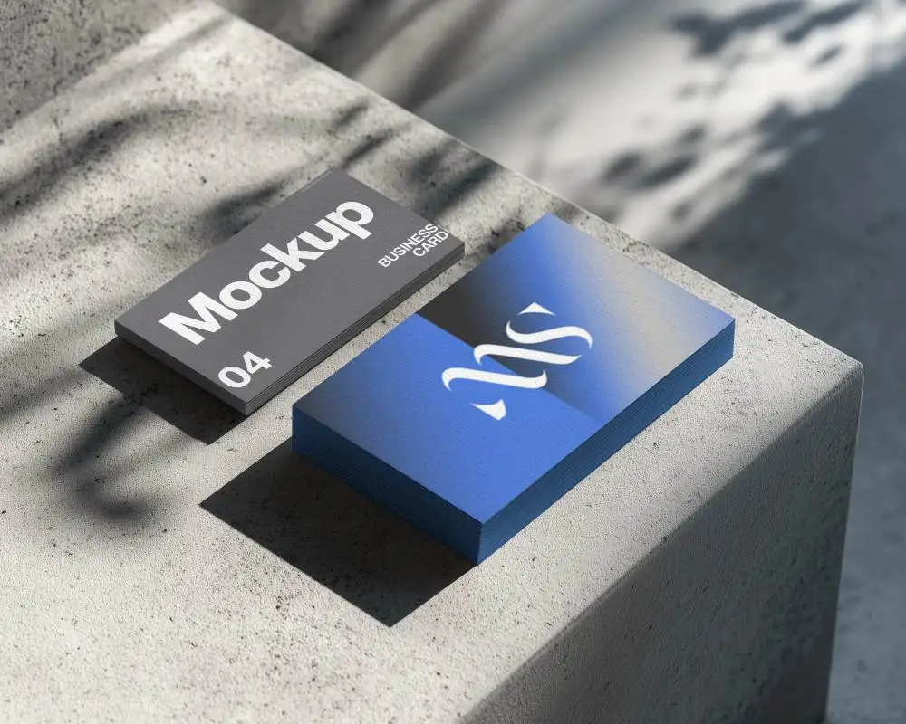 Premium Leather Business Card Mockup On Modern Concrete Surface For Brand Showcase