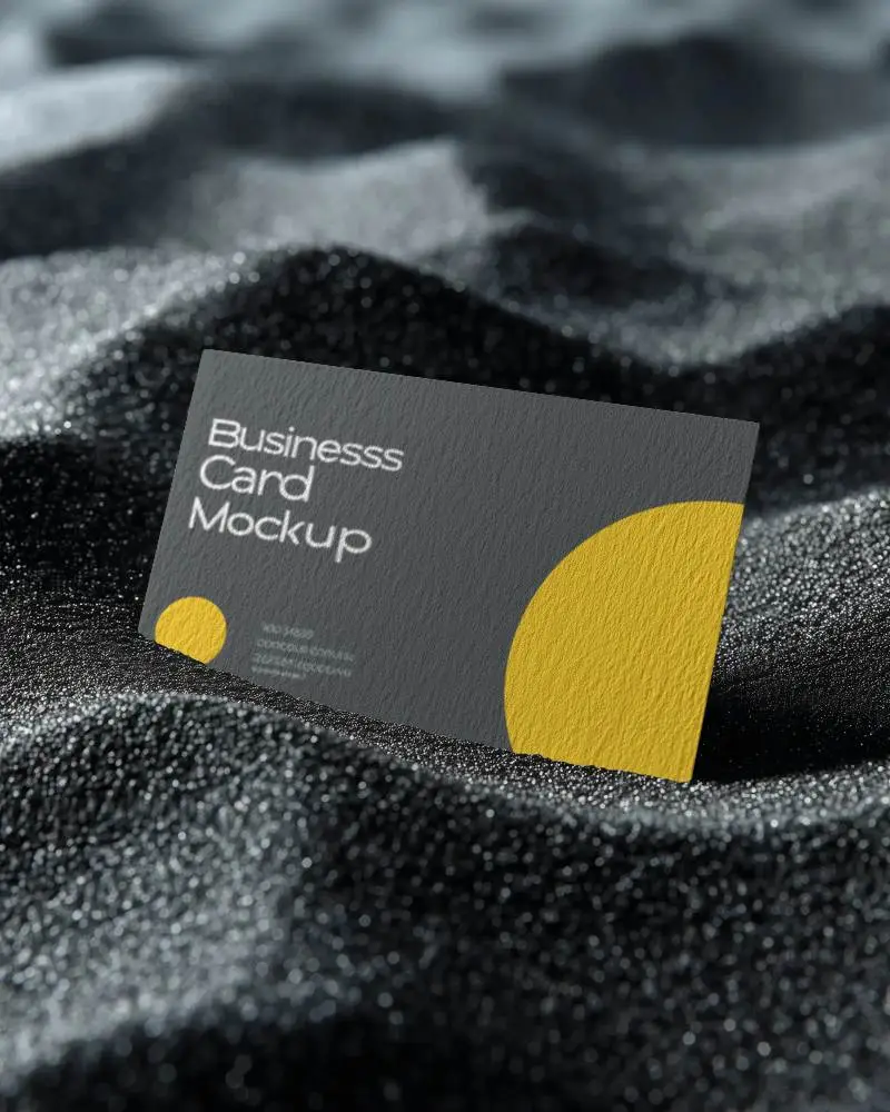 Paper Business Card Mockup With Dark Grainy Background For Professional Branding