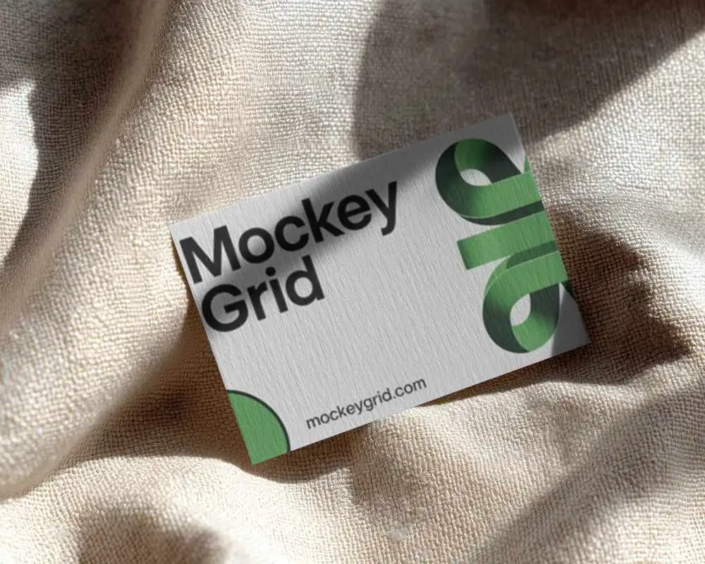 Premium Paper Texture Business Card Mockup With Natural Light On Textile Background