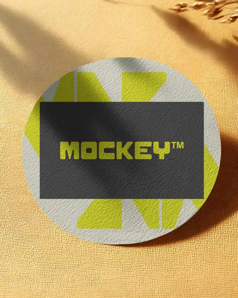 Circal Business Card Mockup On Textured Backdrop For Creative Branding Presentations