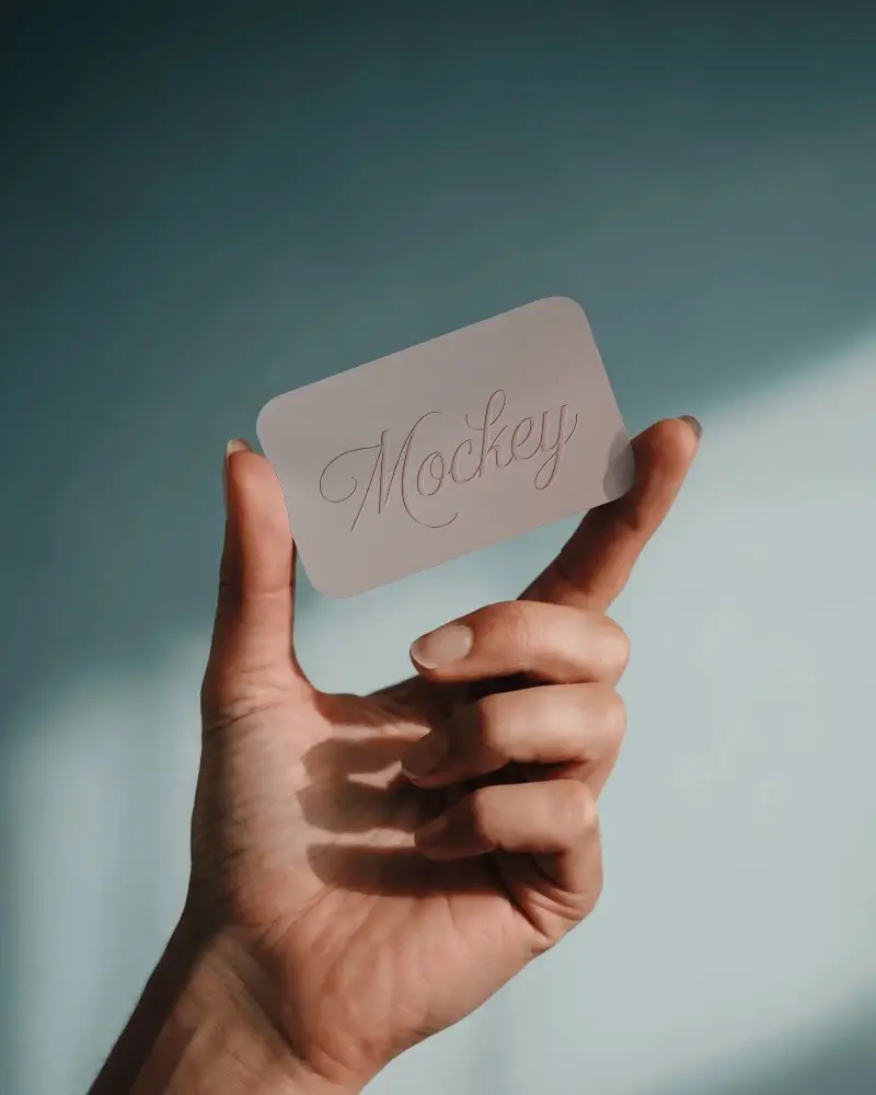 Handheld Business Card Mockup With Rounded Corners For Custom Logo Display