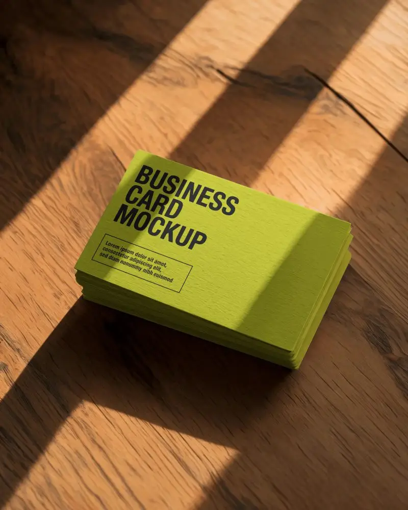 Stylish Elegant Business Card Mockup Placed On Wood Background With Soft Natural Shading