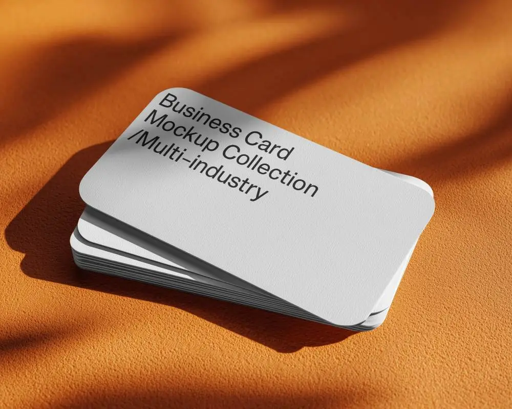 Business Card Stack Mockup With Soft Shadow Effect On Textured Surface
