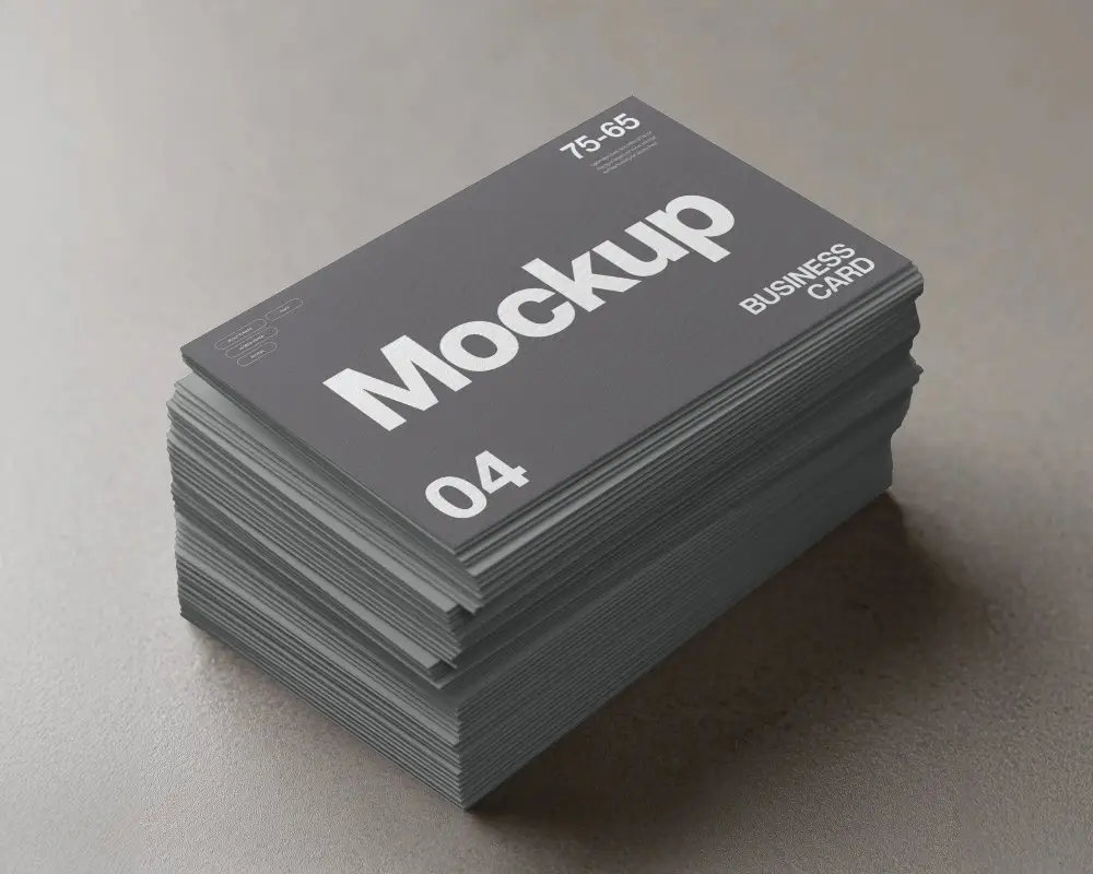 Stacked Rectangular Business Cards With Prominent Texture On Table Mockup