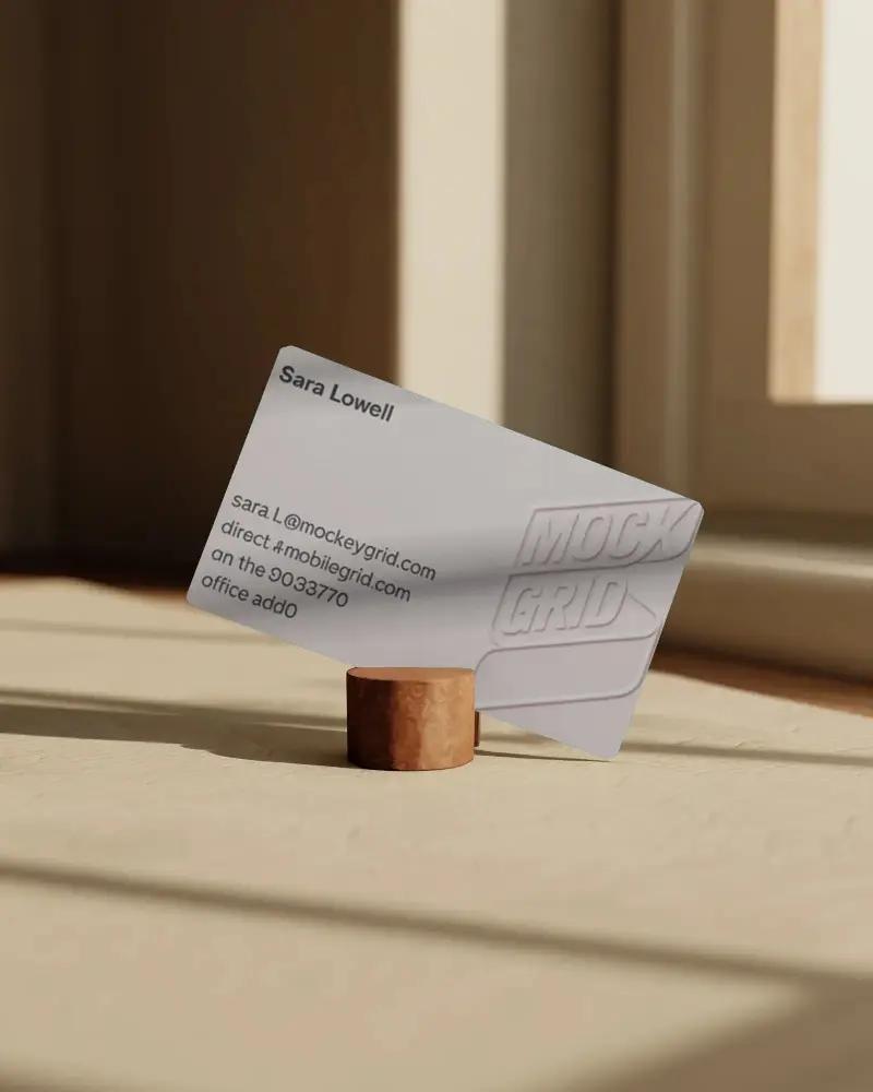 Minimalist Business Card Mockup On Natural Stand For Branding Presentation Unique