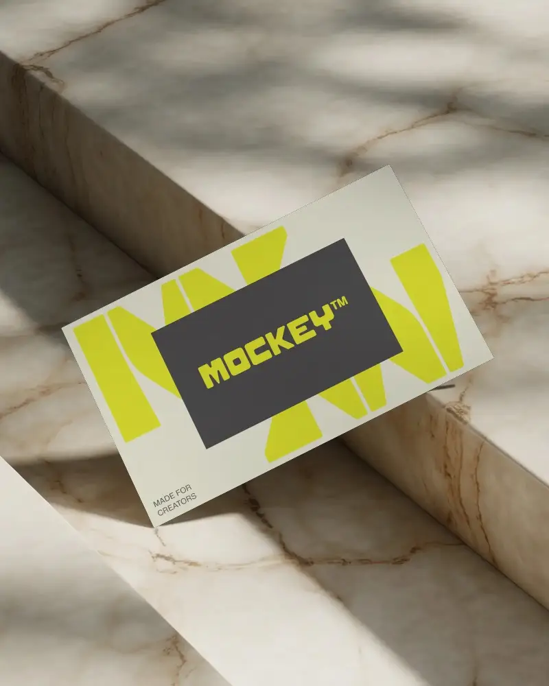 Sleek Minimalist Business Card Mockup On Marble Stairs With Natural Shadow Effect