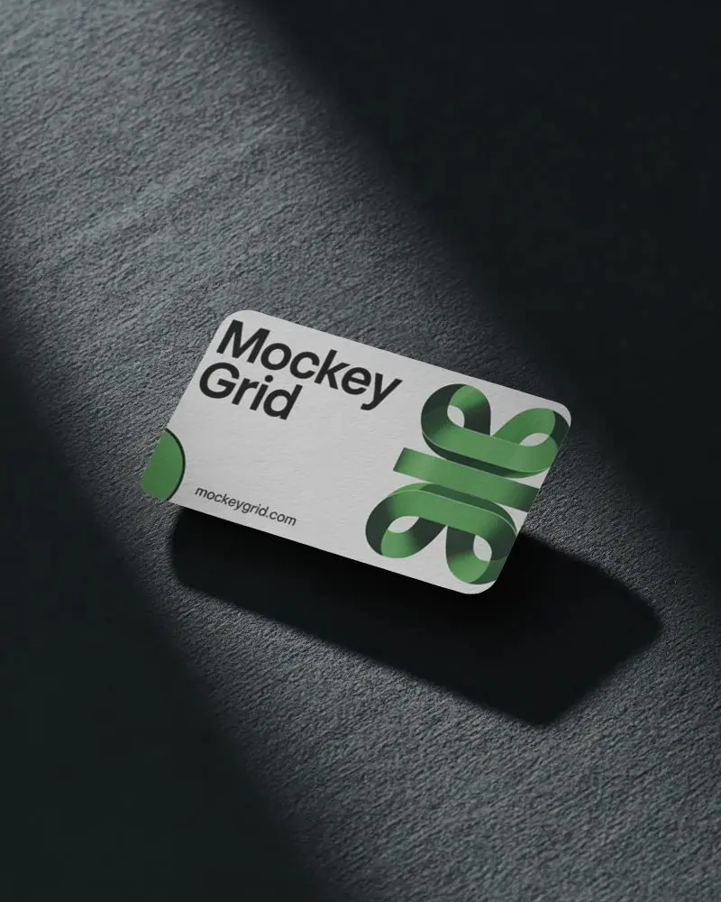 Premium Textured Blank Business Card Mockup On Rough Surface With Spotlight Shadow Effect
