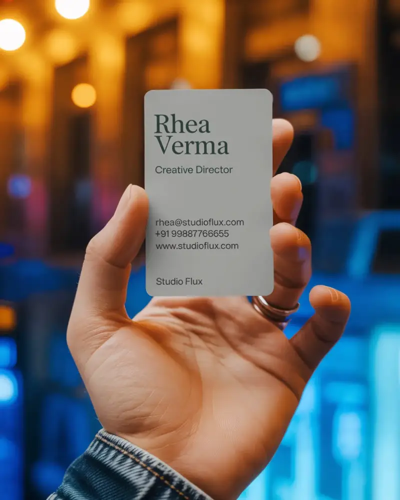 Blank Business Card Mockup In Hand Isolated Urban Background Perfect For Branding