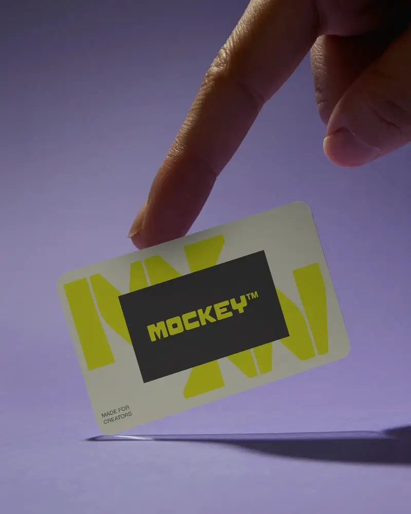 Sleek Modern Business Card Mockup Floating Business Card Finger Touch Shadow Effect