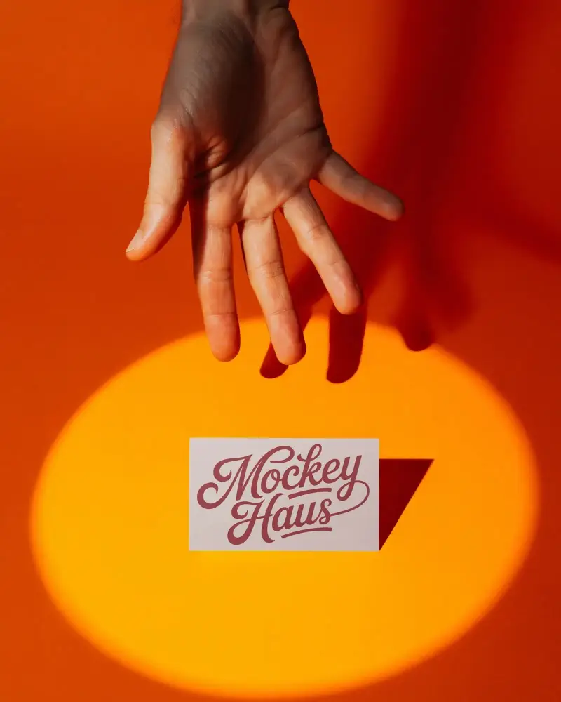 Minimalistic Business Card Mockup With Shadow On Bright Spotlight Background For Branding