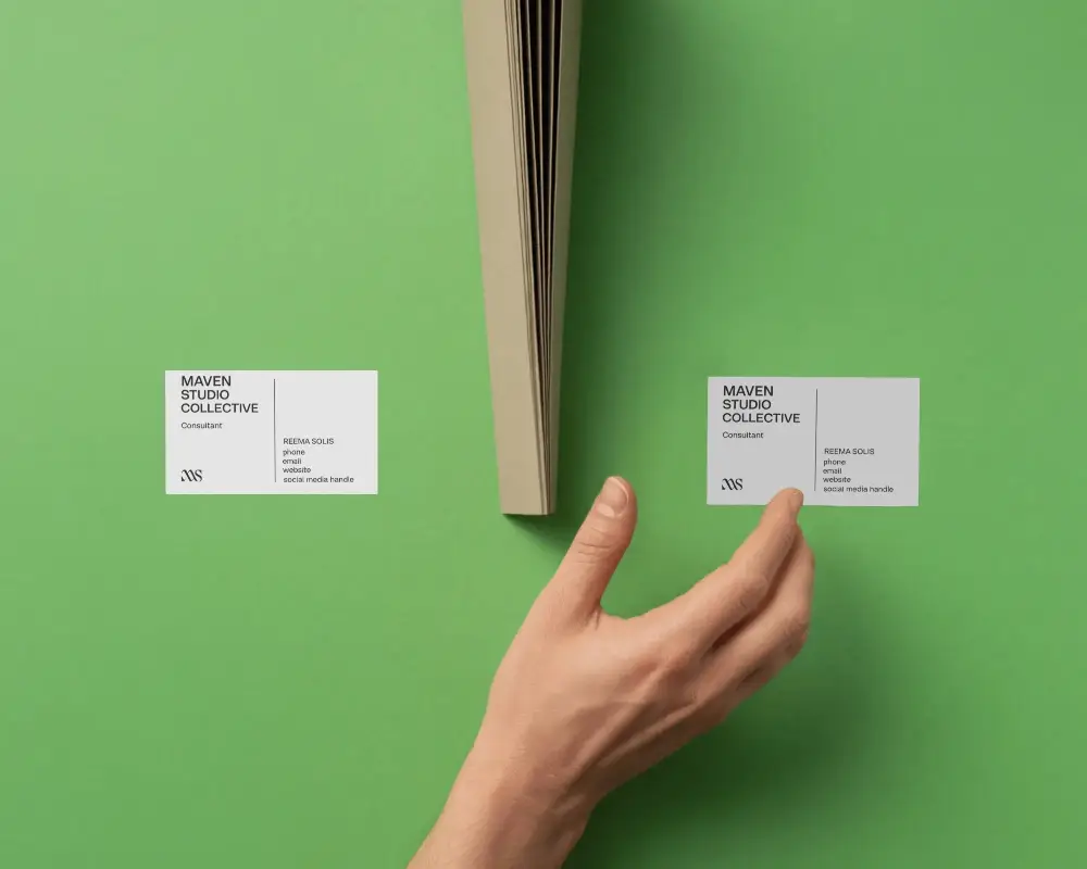 Business Card Mockup Hand Holding Card Modern Minimalist Lay Flat Creative Presentation