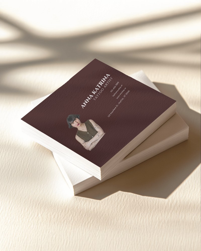 Tattoo Artist Business Card Mockup With Stylish Design And Contact Info