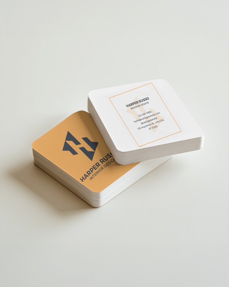 Minimalist Interior Design Business Card Mockup With Modern Logo