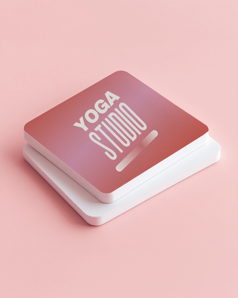 Yoga Studio Business Card Mockup With Modern Typography On Pink