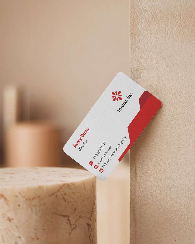 Business Card Mockup With Director Role And On A Sleek Surface