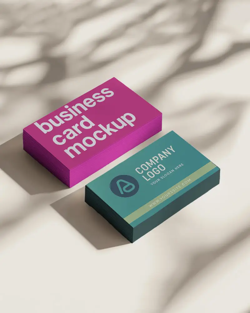 Stacked Business Cards Mockup Soft Shadow Overlay On Cream Background Clean And Professional Brand Display In Natural Light