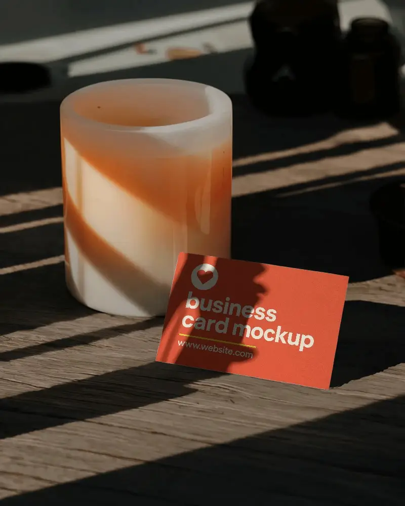 Polished Sand Texture Business Card Mockup With An Attractive Red And White Branding