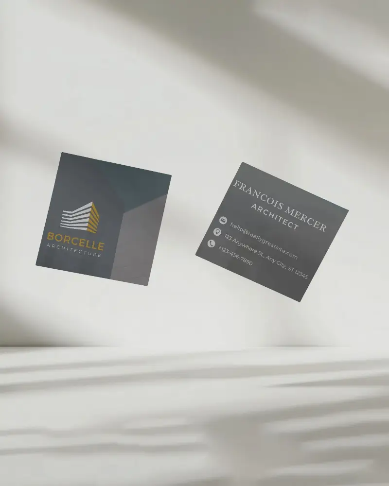 Sleek Business Card Mockup Two Cards Placed At An Angle Showcasing Versatility In Layout Options