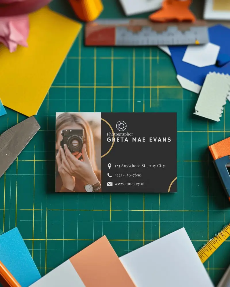 Premium Business Card Mockup High Quality Rendering Of White Template On A Crafty Environment For Impressive Presentation