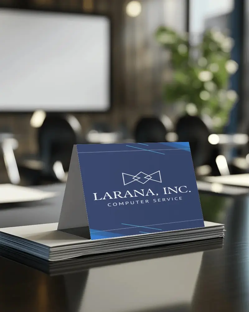 Professional Business Card Mockup Stacked Set On Polished Conference Table In Modern Meeting Room