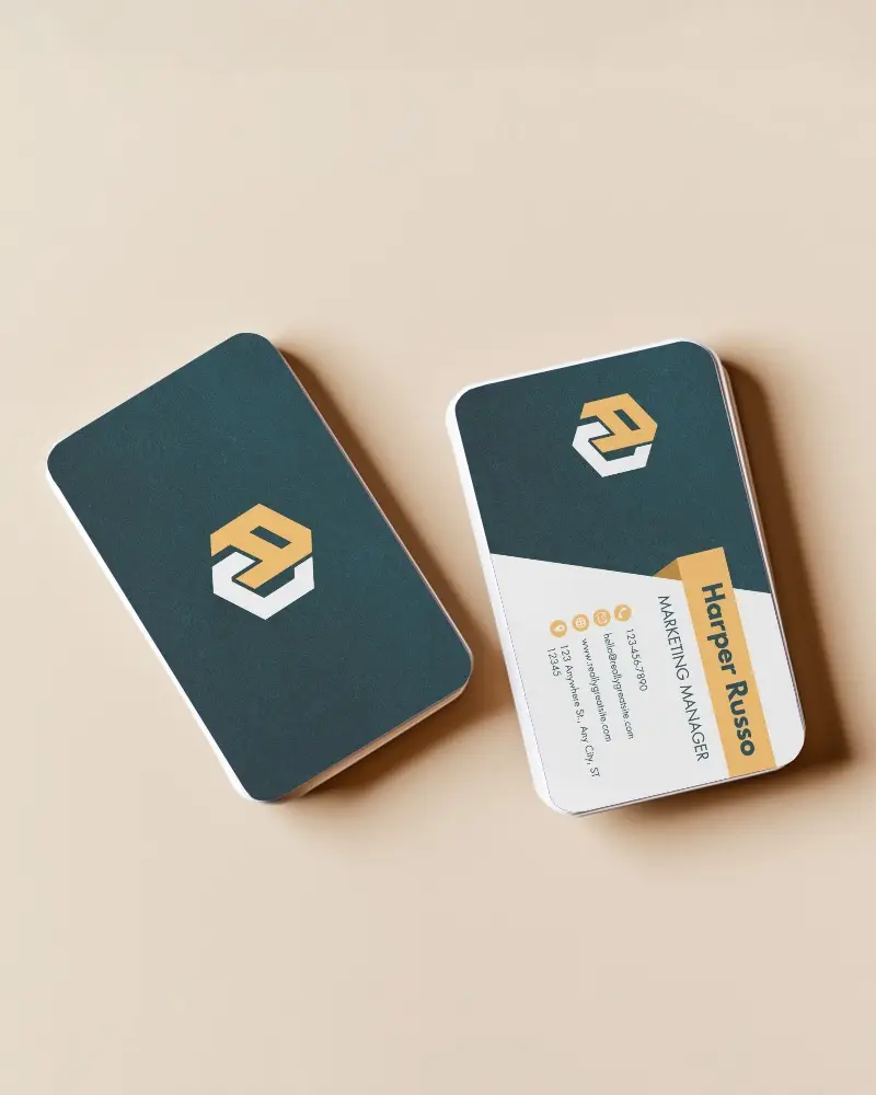 Minimal Business Card Mockup Dual Cards Overlapping On Neutral Background Clean And Modern Aesthetic For Design Insertion