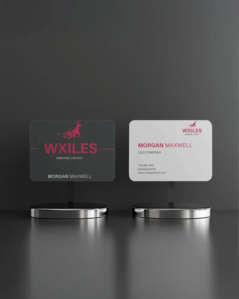 Dual Display Business Card Mockup On Gray Background