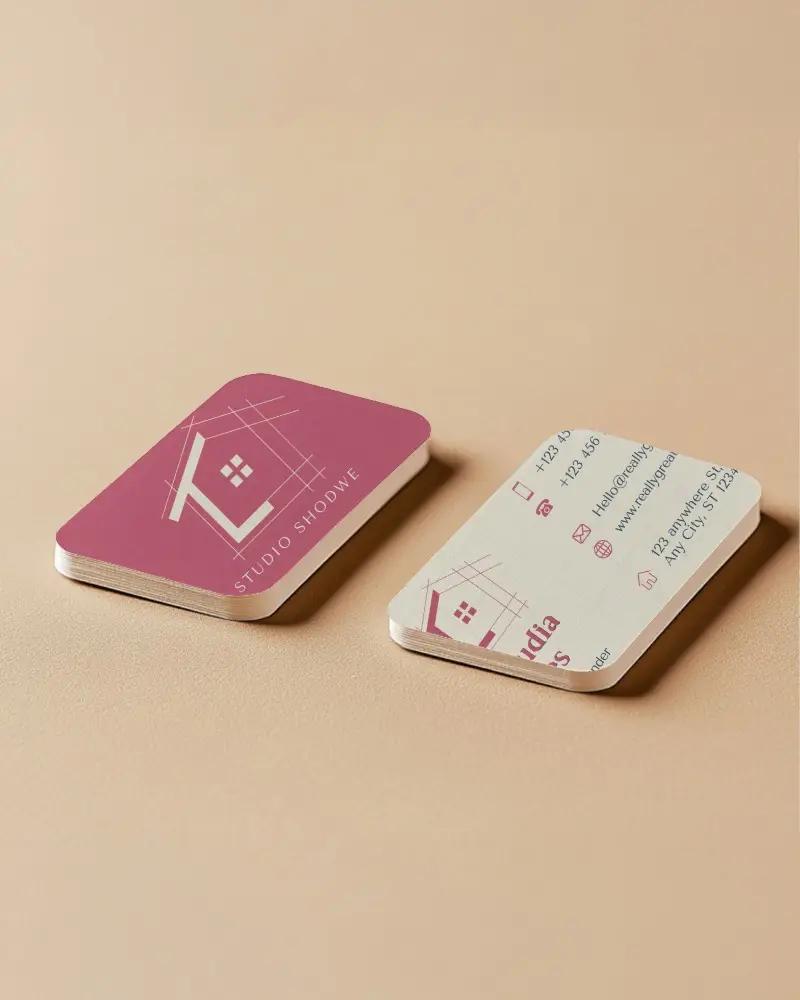Pair Of Business Cards Mockup On Warm Toned Background