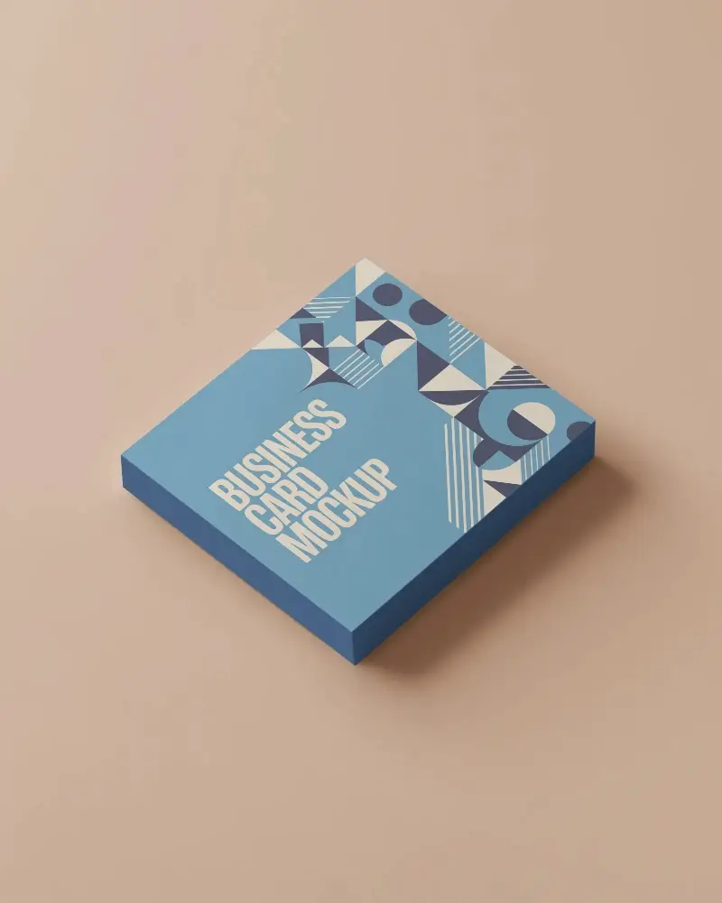 Square Stacked Business Card Mockup On Rustic Textured Ground With Dramatic Lighting And Shadows