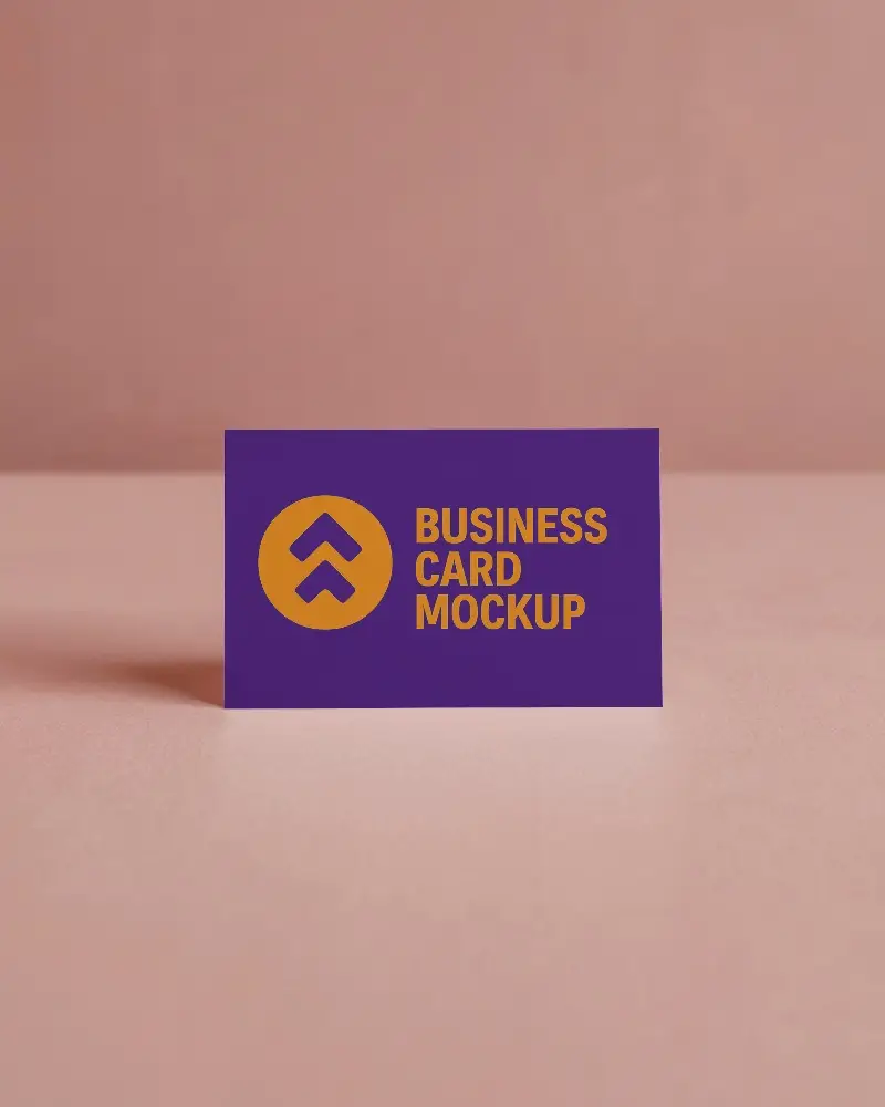 Horizontal Minimalist Business Card Mockup Pink Textured Surface Subtle Shadow Play