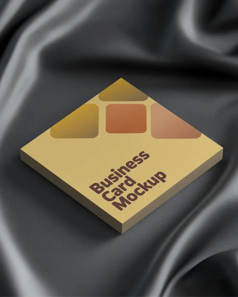 Luxury Silk Surface Business Card Mockup Flat Square Orientation For High End Branding Display