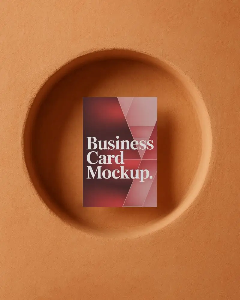 Terracotta Minimalist Business Card Mockup In Circular Wall Recess For Organic And Bold Brand Visual