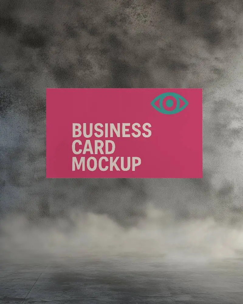 Dark Grunge Cloudy Scene Business Card Mockup Horizontal Float Layout With Mysterious And Industrial Vibes For Edgy Brand Showcase