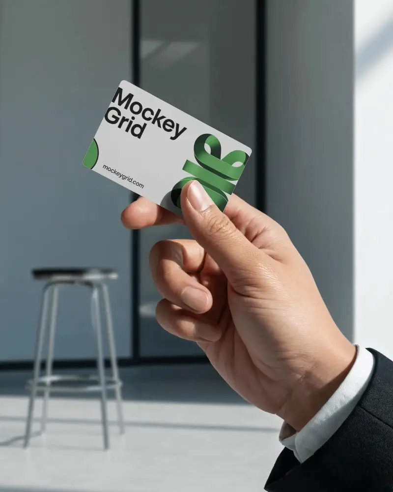 Realistic Hand Holding Business Card Mockup For Modern Corporate Presentation And Design