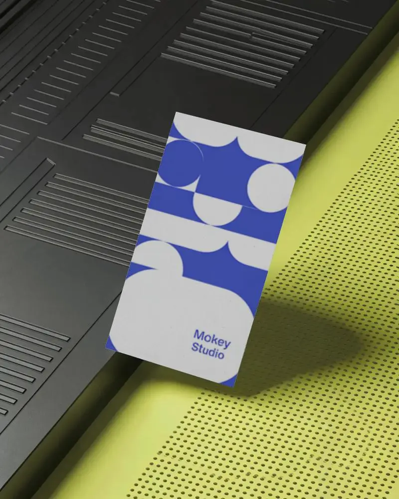 Modern Business Card Mockup With Abstract Geometric Pattern And Clean Layout