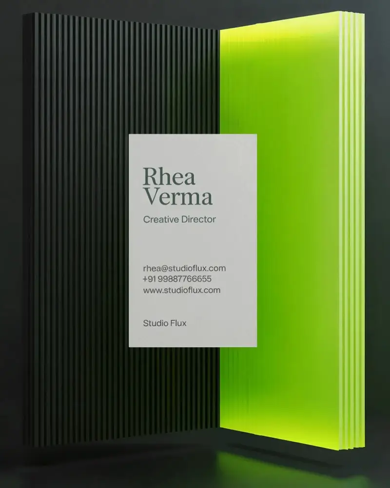 Vertical Business Card Mockup With Creative Textured Paper And Geometric Background