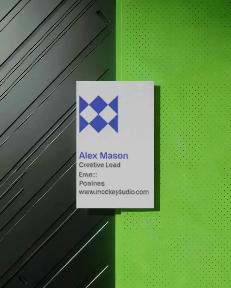 Vertical Business Card Mockup On Two Tone Textured Background For Professional Branding