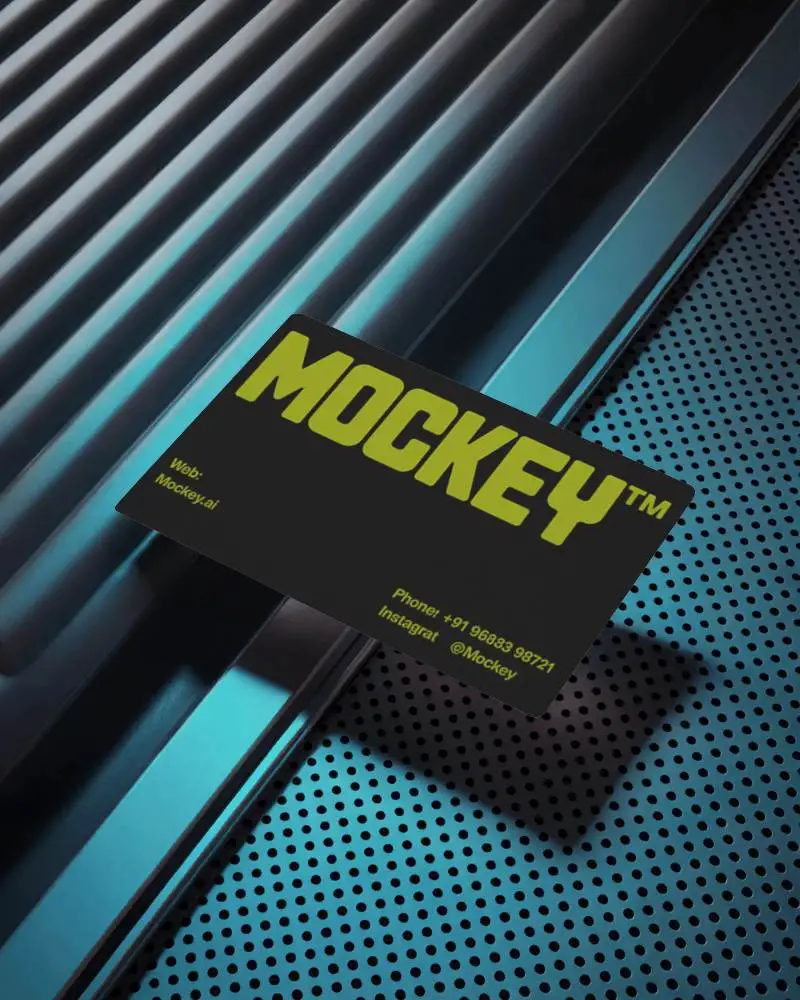 sleek-floating-business-card-mockup-on-modern-metal-and-perforated-surface-background