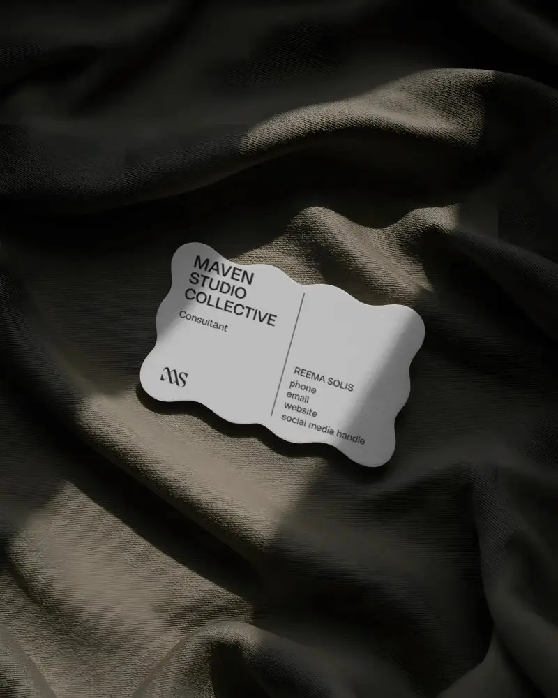 Creative Curved Business Card Mockup With Soft Fabric Surface Showcasing Premium Design Options