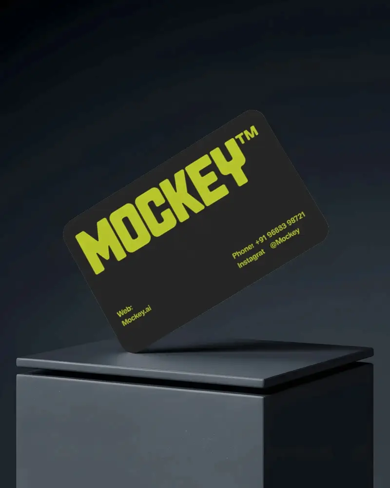 Professional Angled Business Card Mockup In Simple Minimalistic Studio Setting For Presentation